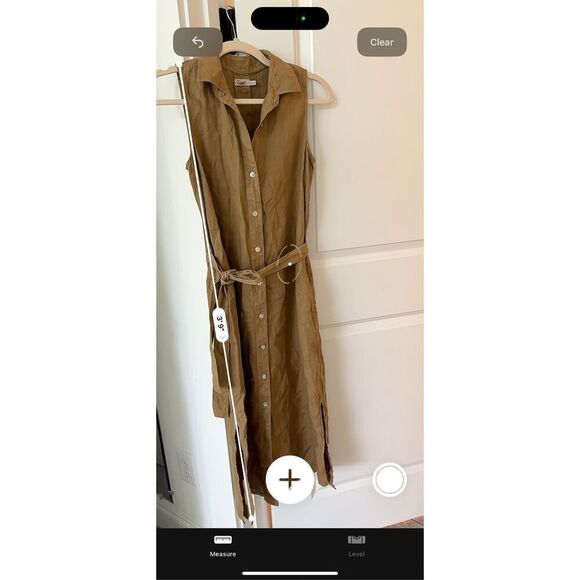 NWOT Faherty | Linen Laguna Sleeveless Midi Shirt Dress in Dull Gold, XXS $178 - Picture 9 of 10